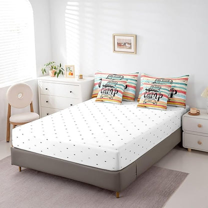 King Size 7-Piece Camping Comforter Set Bed in a Bag for Rv & Camper Lovers - 1 Comforter, 1 Flat Sheet, 2 Pillowcases & 2 Throw Pillow Covers