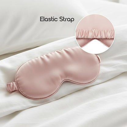 Silk Eye Mask for Sleeping 100% Mulberry Silk Women Men Blindfold,3D Luxury Travel Smooth Elastic Strap Eye Masks Breathable Cooling Soft Night Sleep Work Eyeshade Cover,Pink