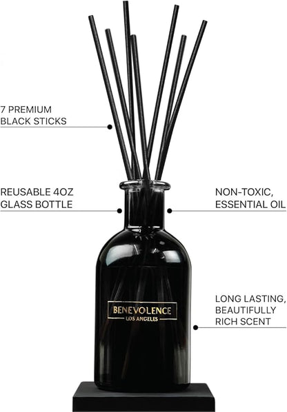 Benevolence LA Reed Diffusers for Home, Lavender & Eucalyptus Relaxing Fragrance | Aromatherapy Reed Diffuser Sticks with Gift Box, Scented Sticks for Bathroom | Home Décor