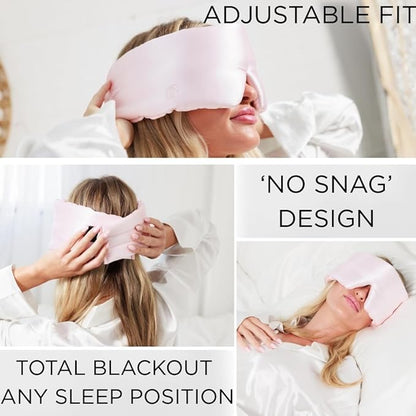 3D Silk Sleep Mask, Sleep Longer in Total Darkness and Comfort. Total Blackout Liner Blocks Light, Lightweight, 100% Natural Silk Eye Mask, Foam Countour, Eyelash Sleep Mask (Prosecco Pink)