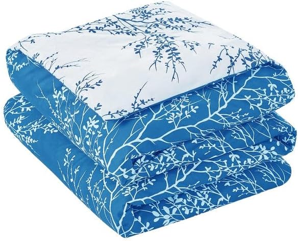 Spirit Linen 5 pcs Twin Comforter Set - Cozy Deep Sleep Microfiber Bedding Comforter Sets with Foliage Designed - Twin Bedding Sets with Pillow Shams (Light Blue, Twin)