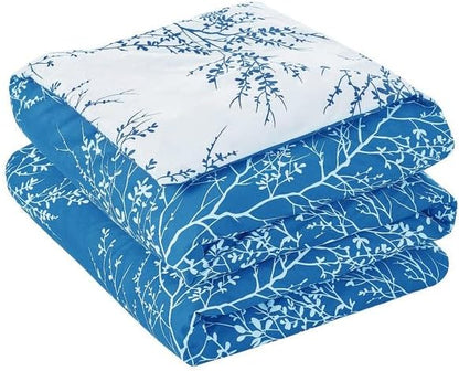 Spirit Linen 5 pcs Twin Comforter Set - Cozy Deep Sleep Microfiber Bedding Comforter Sets with Foliage Designed - Twin Bedding Sets with Pillow Shams (Light Blue, Twin)