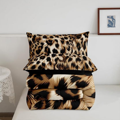 Feelyou Leopard Print Comforter Set - Cheetah Print Bedding Set for Kids - Twin Size with 1 Comforter and 1 Pillowcase
