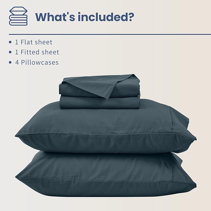 Bedlifes 100% French Flax Linen Sheets Set King Size - 6 Piece Extra Deep Pocket 18-24",Soft Breathable King Bed Sheets with Temperature Regulating & Moisture-Wicking(Cool Gray