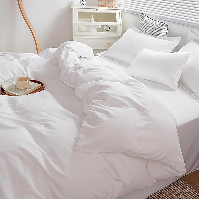 Cottonight White Comforter Sets Twin Plaid White Comforter Modern Solid Color Blanket Quilts Soft Breathable Bedding Comforter Sets