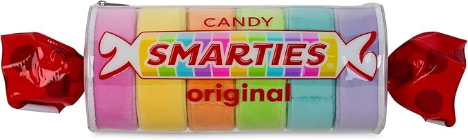 iscream Smarties Candies 17.5" x 4.5" Pillow Set in Clear Zippered Package