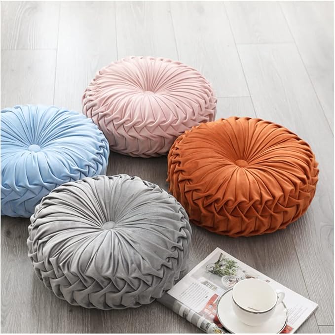 Baiyuruodie Round Velvet Pillow, Sofa Bed Bedroom Decorative Throw Pillow (38cm, Blue)