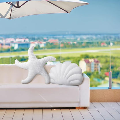 Newwiee 2 Pcs Starfish Pillow 14 x 11 Inch Seashell Throw Pillows 20 Inch Beach Starfish Shaped Throw Pillows Soft Home Decorative Pillow Cute Plush Coastal Decor for Bed Couch Living Sofa Room Decor