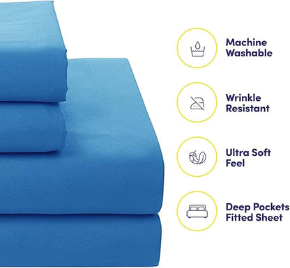 Sweet Home Collection 7 Piece Comforter Set Bag Solid Color All Season Soft Down Alternative Blanket & Luxurious Microfiber Bed Sheets, Mediterranean, King
