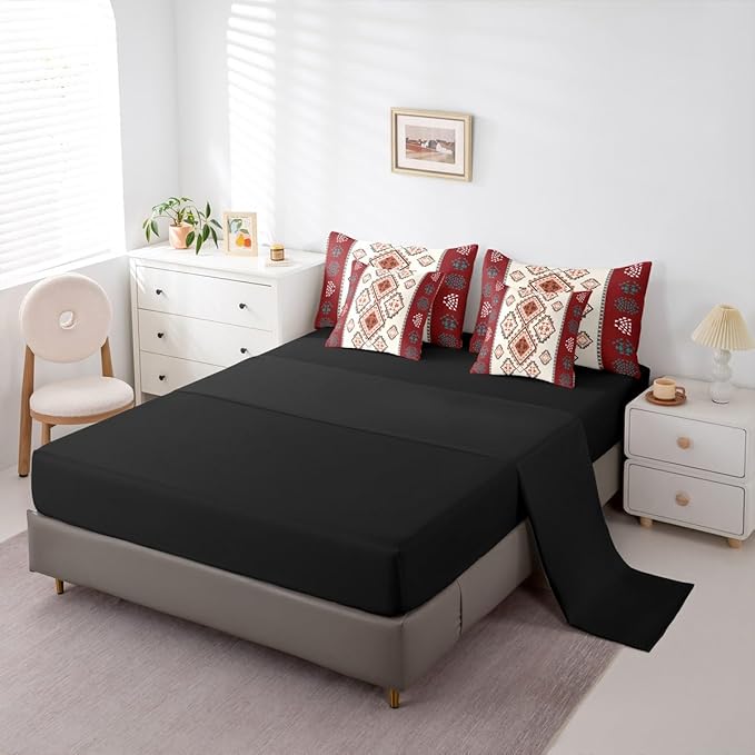 Erosebridal Vintage Western Bed in A Bag Queen 7 Pcs Exotic Geometric Aztec Comforter Set for Kids Teens Farmhouse Bohemian Mexican Style Bedding Sets Native Southwestern Sheet Set with Comforter