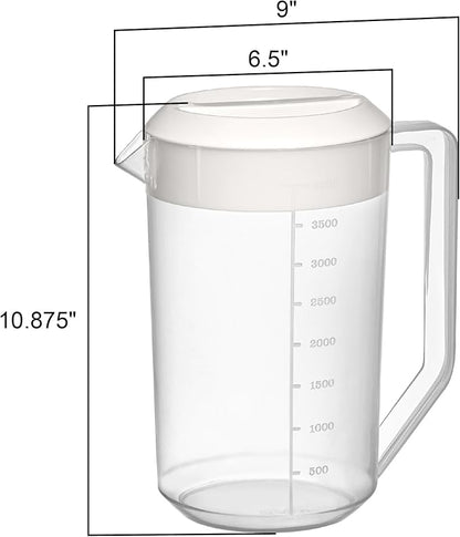 Amazing Abby - Kitchen Party - 4-Quart Plastic Pitcher (2-Pack), Unbreakable Water Pitcher with Lid, BPA-Free, Heat-Resistant, Dishwasher-Safe, Great for Both Iced and Hot Drinks, Indoors and Outdoors