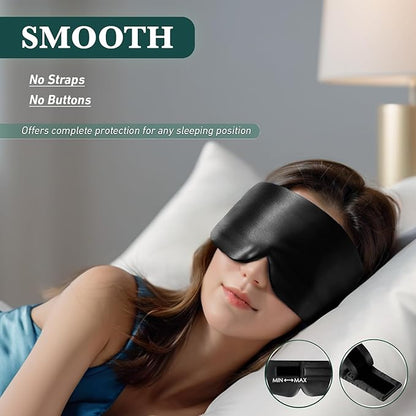Joyhabit Silk Sleep mask | 100% Mulberry for Women Men Ultra Soft Blackout Eye Cover with Adjustable Band, Breathable No Eye Pressure, Ideal for Sleep, Travel, Naps & Meditation, Classic Black