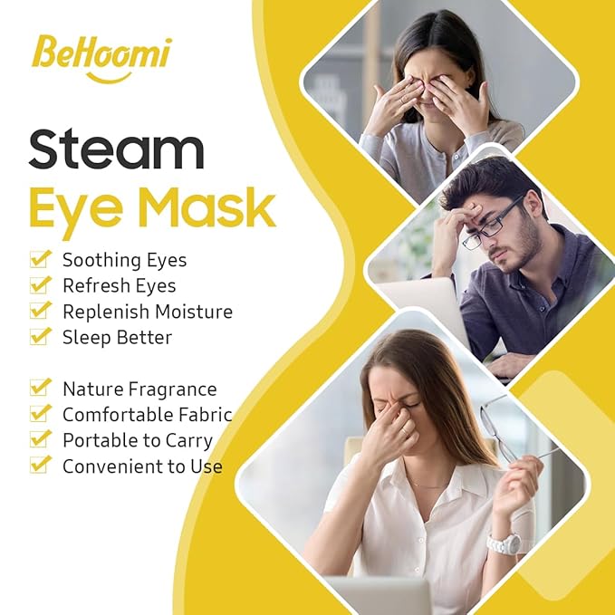 30Packs Steam Eye Mask, Heated Eye Mask Warm Compress for Eyes, Self Heating Disposable Steam Mask for Home Sleep, Spa, Travel Essentials & Relaxation Gifts, Stocking Stuffers (Chamomile)