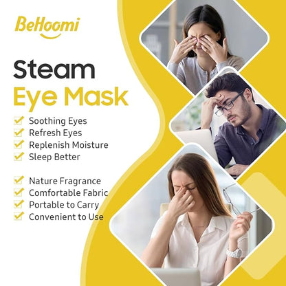 30Packs Steam Eye Mask, Heated Eye Mask Warm Compress for Eyes, Self Heating Disposable Steam Mask for Home Sleep, Spa, Travel Essentials & Relaxation Gifts, Stocking Stuffers (Chamomile)