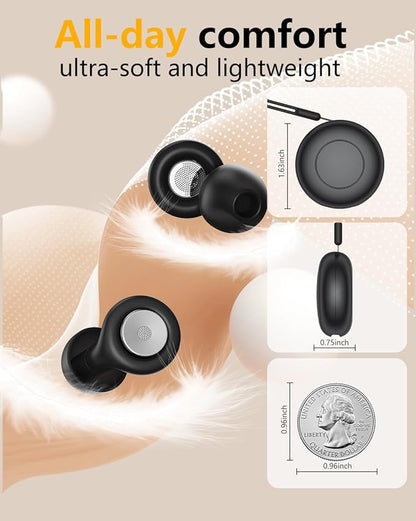 Sleep Noise-Canceling Earplugs 50dB Noise Reduction 4 Ear Tip Sizes Reusable Noise-Canceling Earplugs Silicone Hearing Protection Gear Ideal for Work and Travel (Black) (Black)