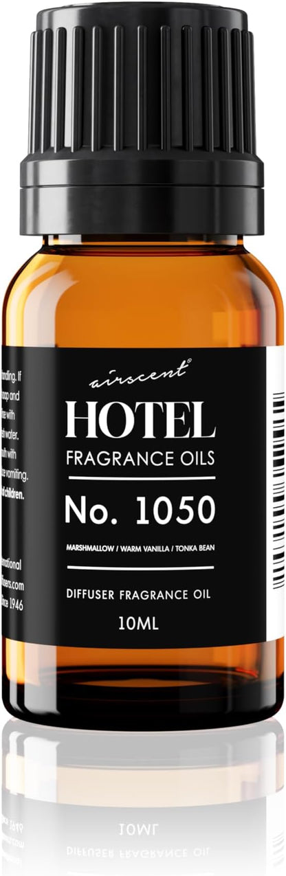AirScent Warm Vanilla Ritzy Hotel Fragrance Oil No. 1050 - Marshmallow Vanilla Tonka Bean - Hotel Diffuser Oil for Ultrasonic and Waterless Diffusers and Crafting - 10 mL, 0.34 fl oz Dropper Bottle