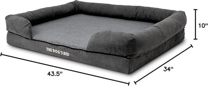 The Dog’s Bed Orthopedic Memory Foam Dog Bed with Bolsters, Plush Fabric, Grey Plush, XL
