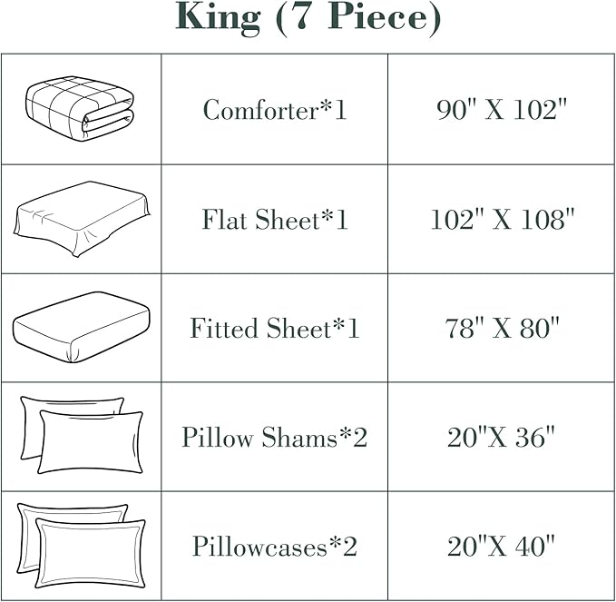 EMME 7-Pieces, Down Alternative Brushed Bedding Comforter Set with Sheets, Ultra Soft and Comfortable Solid Bed Set for All Season (Full/Queen, Aqua Blue)