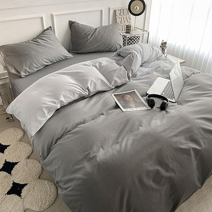 CLOTHKNOW Grey White Comforter Set Twin/Twin XL 3Pcs Grey and White Gradient Bedding Comforter Sets Silver Comforter Gray Comforter Sets