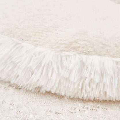 MOOWOO White Fluffy Heart Pillow, Faux Fur Throw Pillow,Sherpa Plush Fluffy, Cute Soft Throw Cushion, Valentines Day,Thanks Giving Days,Christmas Day Decorative for Home Bed Couch Heart Shape