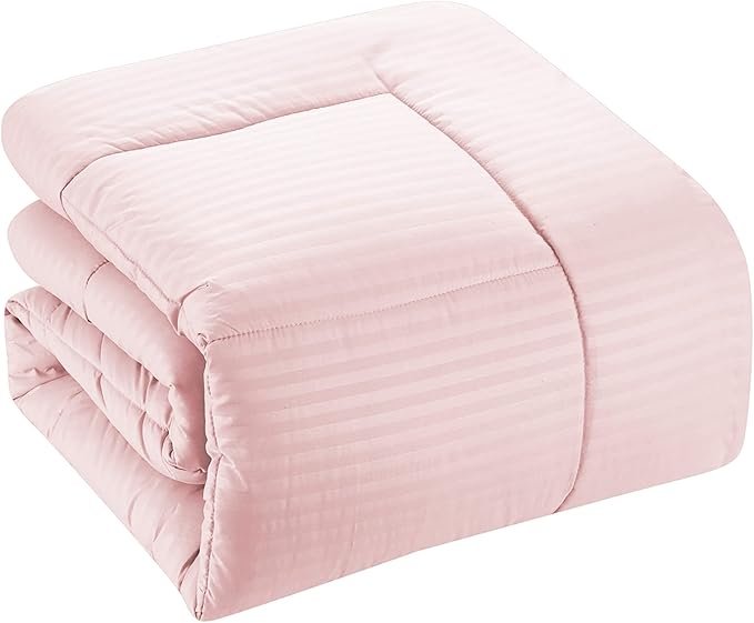 8 Piece Comforter Set Bag with Dobby Stripe Design, Case Pack (Pack of 3)