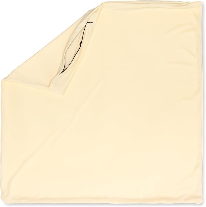 PILLOWY 20x20 Throw Pillowcase (Cover Only) -85/15 Nylon, Spandex -Luxurious, Silky, Stretchy & Soft - 1Pcs Solid Color -A Perfect Choice for Couch Chairs Sofa Bed Adult/Kids Bedroom, Off White-Creme