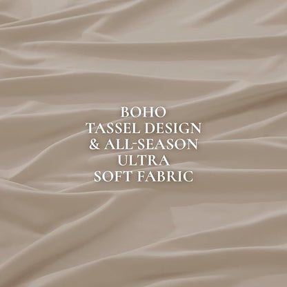 Andency California King Comforter Set Khaki - 3 Pieces Cal King Boho Lightweight Bedding Comforter Sets, Oversized All Season Soft Bed Set (104x96In Comforter & 2 Pillowcases)