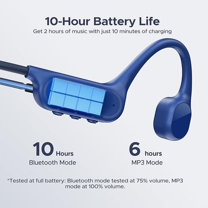 DOOGEE Bone Conduction Headphones IP68 Waterproof Swimming Headphones,10H Battery Life Sports Running Wireless Bluetooth 5.4 Open Earphones 32GB MP3 Dual Modes for Cycling,Underwater Swimming,Fitness