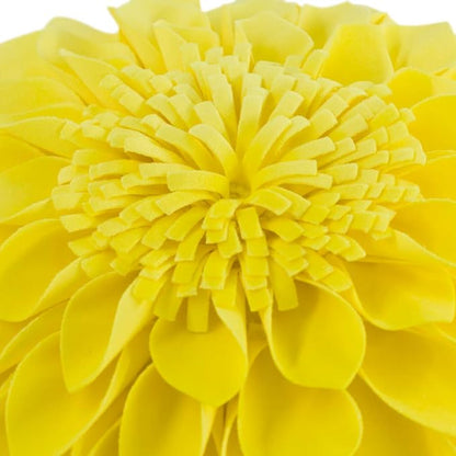 JWH Handmade 3D Flower Pillow Cover Decorative Round Throw Cushion Case Velvet Dahlia Floral Accent for Farmhouse Bed Couch Bedroom Decor 12x12 Inch Bright Yellow