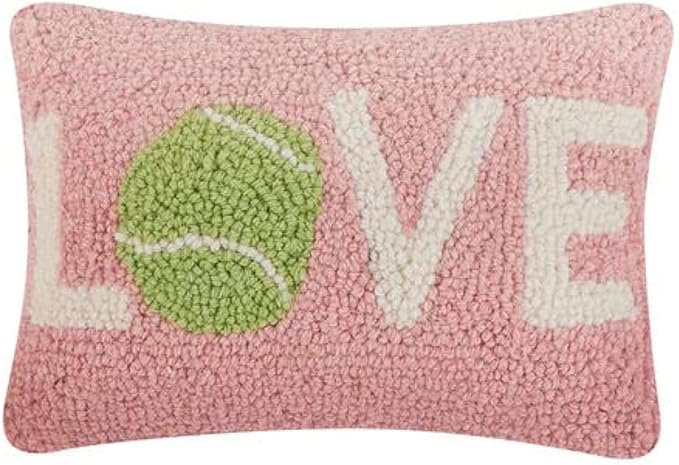 Peking Handicraft Tennis Love, Hook Pillow, Wool and Poly Velvet