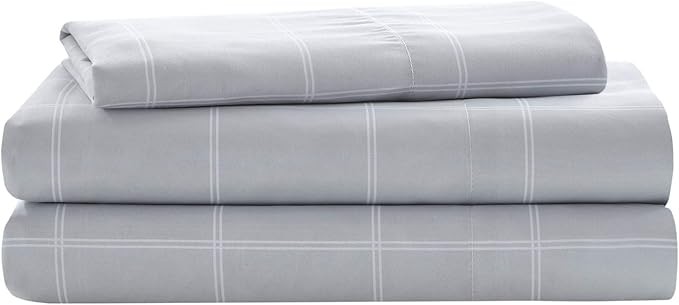 Intelligent Design Marsden Comforter Stripes Design Embroidered Toss Pillow Casual All Season Bedding Matching Sham and Complete Sheet Set, Full, Blue/Grey 8 Piece