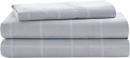 Intelligent Design Marsden Comforter Stripes Design Embroidered Toss Pillow Casual All Season Bedding Matching Sham and Complete Sheet Set, Twin, Blue/Grey 6 Piece