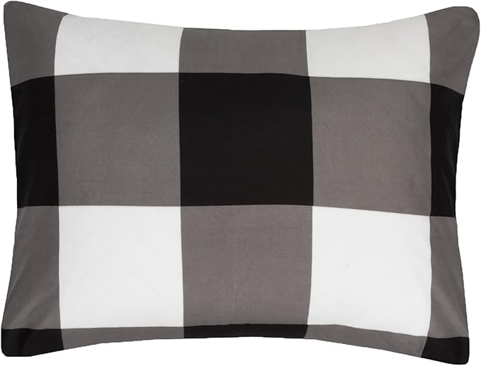 5 Piece Comforter Set Bed in a Bag Buffalo Check Christmas Print All Season Soft Down Alternative Bedding Comforter Set & Luxurious White Microfiber Bed Sheets, Twin, Buffalo Plaid Black/White