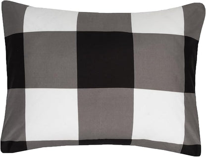 5 Piece Comforter Set Bed in a Bag Buffalo Check Christmas Print All Season Soft Down Alternative Bedding Comforter Set & Luxurious White Microfiber Bed Sheets, Twin, Buffalo Plaid Black/White