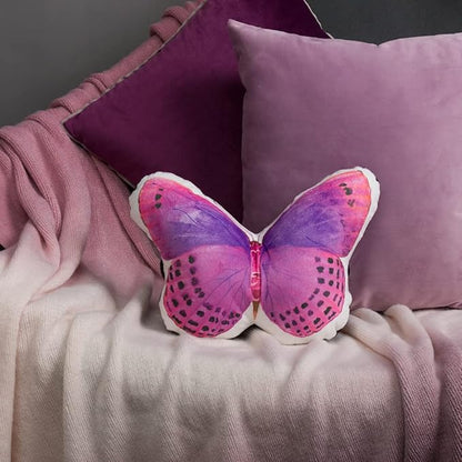 JWH 3D Butterfly Neck Pillow Decorative Car Travel Desk Neck Support Pillow Print Cushion Plane Trip Pillow 8x12 Inch Hot Pink