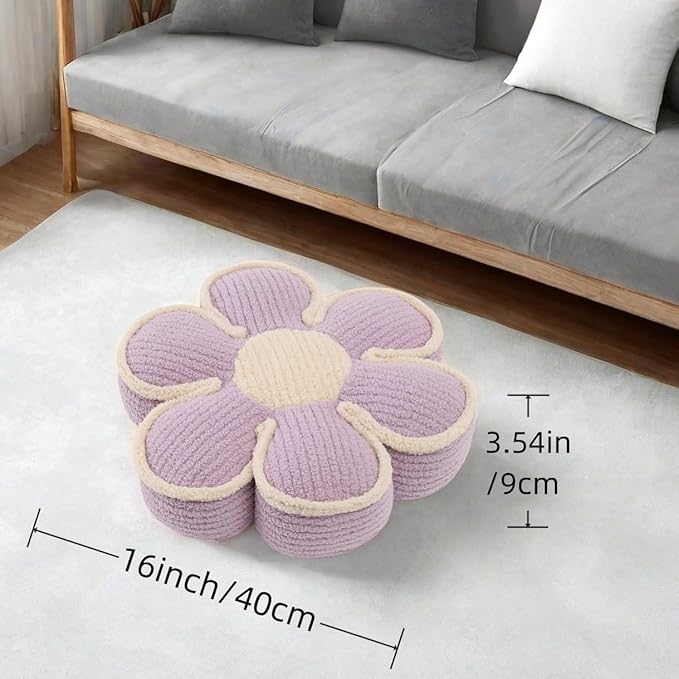Lavender Daisy Decorative Throw Pillows Flower Shaped Pillow 16" Cute Soft Floor Cushion for Couch Bed Chair Girls Room Bedroom Decor Aesthetic (1, Lavender, 16 Inch)
