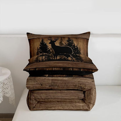Erosebridal Rustic Deer King Bedding Set Farmhouse Cabin Comforter Set for Boys Teen Men Hunting Wildlife Deer Theme Bed Comforter Sets,Country Lodge Western Quilt Duvet