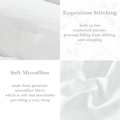 PERFEMET White Twin Comforter Set, 3 Pieces Ruffled Comforter Sets Boho Vintage Farmhouse Shabby Chic Bedding, All Season Soft Lightweight Bed Set for Bedroom (White,Twin)