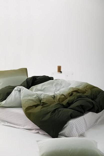 Houseri White and Green Comforter Set Twin Gradient Green Comforter Bedding Sets Twin Size, Twin(68‘90‘-Comforter)