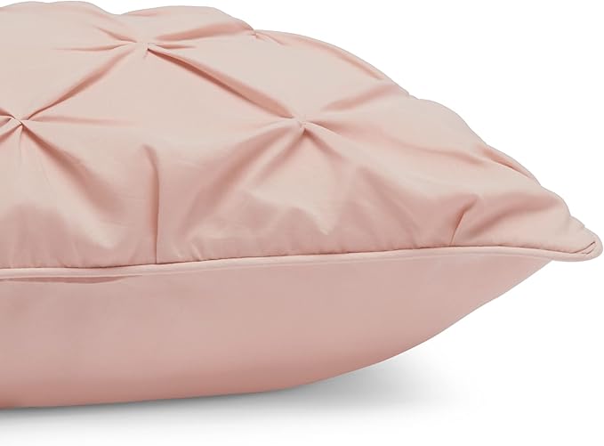 Amazon Basics 2-Piece All-Season Soft Down-Alternative Comforter Bedding Set, Pinch Pleat Design with Piped Edges, Twin/TwinXL, Blush