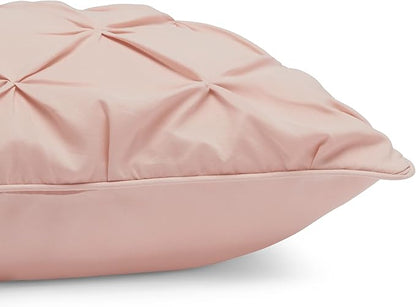 Amazon Basics 2-Piece All-Season Soft Down-Alternative Comforter Bedding Set, Pinch Pleat Design with Piped Edges, Twin/TwinXL, Blush