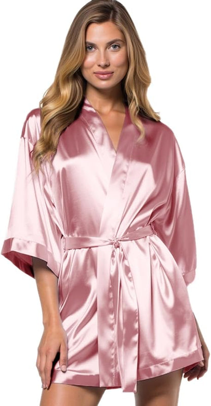 Turquaz Women's Bride Bridesmaids Silky Robe Satin Kimono Robes for Women Lingerie