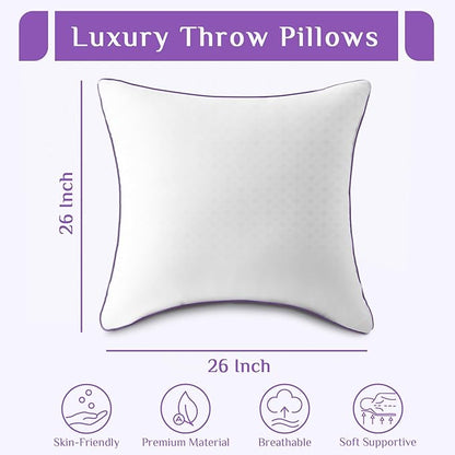 JOLLYVOGUE Euro Size Pillows Set of 2, 26'' x 26'' Cooling Bed Throw Pillows with Super Soft Down Alternative Fill, Luxury Fluffy Hotel Quality for Bed, Couch, and Sofa