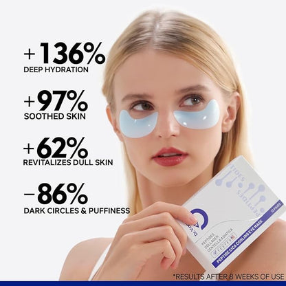 Peptide Cooling Under Eye Patches, Soothing Eye Patches Instant Reduces Dark Circles and Puffiness, Calming Under Eye Mask with Glacial Water for Bags Treatment, 12 Pairs