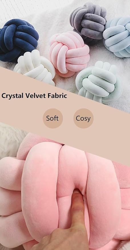 Knot Ball Pillows,Soft Round Knotted Pillow,Handmade Plush Throw Pillows Home Decoration Cushion Pillow for Sofa Bed Couch Floor(8.7 Inch,Mint)