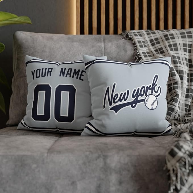 ANTKING New York Throw Pillow 2 Packs Custom Name and Number for Men Women Boy Personalized Gifts