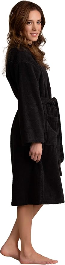Soft Touch Linen Women's Robe Terry Cotton Cloth- Kimono Style- Thick, Breathable & Comfortable- Lightweight & Absorbent