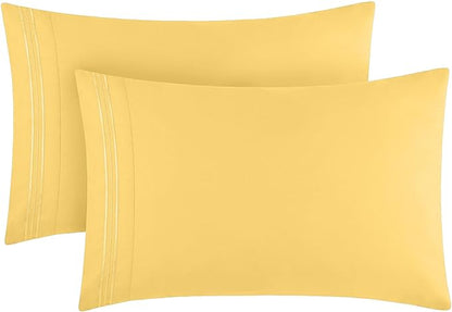 Mellanni Pillow Cases - Luxury, Extra Soft, Cooling Pillow Covers - 2 PC Iconic Collection Pillowcases - Envelope Closure (King 20" x 40", Yellow)