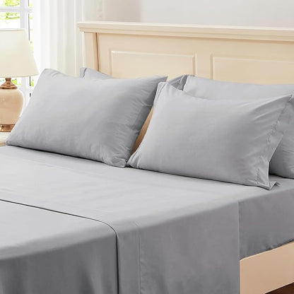 Zzlpp Twin Comforter Set 5 Pieces, Light Grey Seersucker Bed in a Bag with Comforter, Pillow Sham, Pillowcase, Flat Sheet, Fitted Sheet