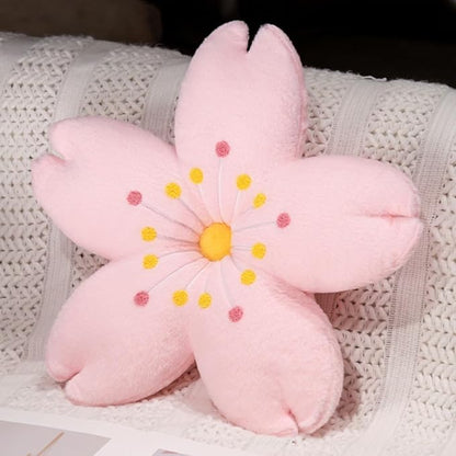 Plush Cherry Blossom Throw Pillow, Cute Pink Sakura Flower Cushion for Bedroom Study Living Room Sofa Chair, Cute Floral Home Decor for Women (Pink Flower core, 21.6 inch)